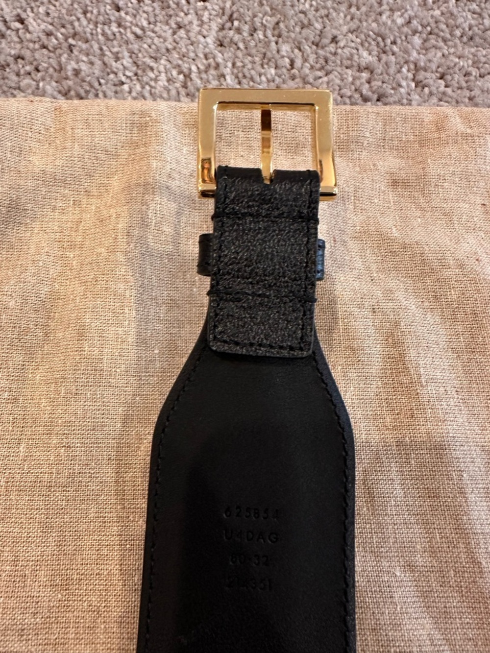 ADIDAS X GUCCI Black Leather Belt with Gold Horsebit & Trefoil Logos Size 80/32 - Picture 9 of 11